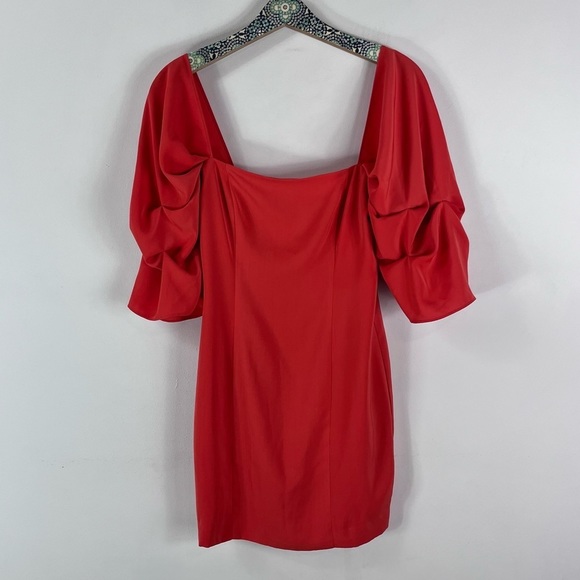 BOSKEMPER Off the Shoulder Square Neckline Mini Dress XS Red - Picture 2 of 8